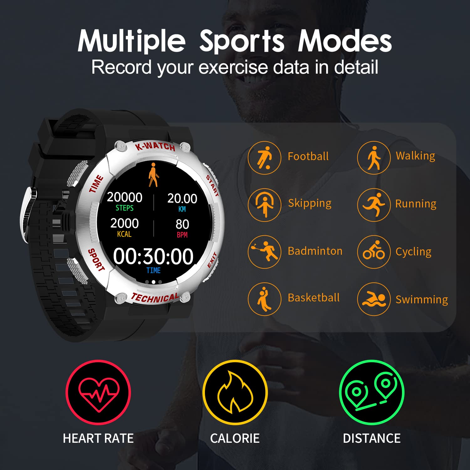 KINGSTAR Smart Watch for Men, Smart Watch Make/Answer Call AI Voice Control Smartwatch with 8 Sport Modes Pedometer Blood Oxygen Heart Rate Sleep Monitor Fitness Tracker for iOS Android Phones