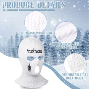 Winter Ski Mask for Men 3 Hole Balaclava Face Mask Full Face Mask Knitted Ski Mask Beanie Full Face Cover for Men Women Sport (White)