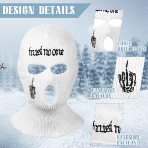 Winter Ski Mask for Men 3 Hole Balaclava Face Mask Full Face Mask Knitted Ski Mask Beanie Full Face Cover for Men Women Sport (White)