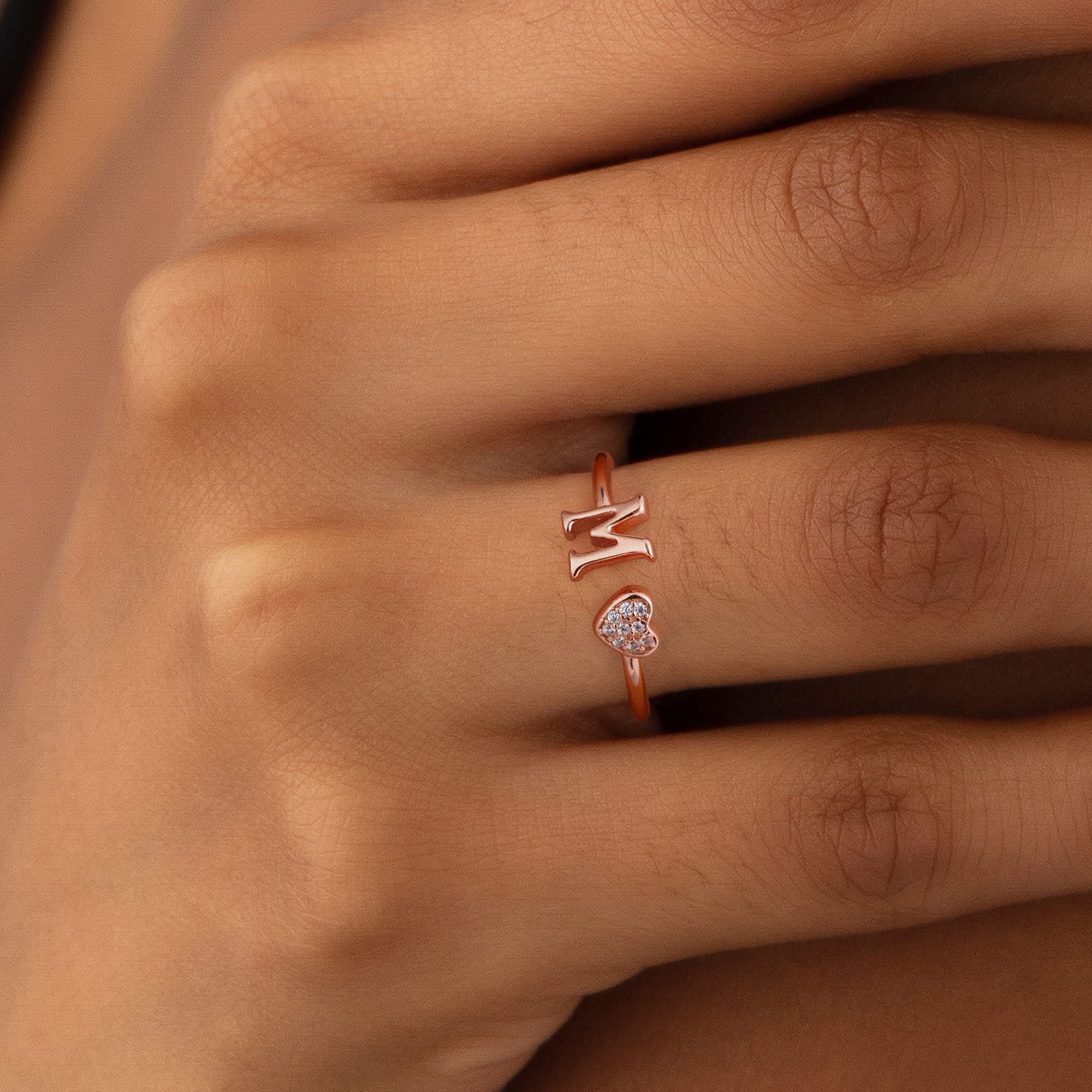 Initial Rings for Teen Girls, Rose Gold Rings for Girls Letter A Initial Rings for Girls Heart Rings for Teen Girls Kids Rings for Girls Adjustable Rings for Girls Stackable Rings for Teen Girls Gifts