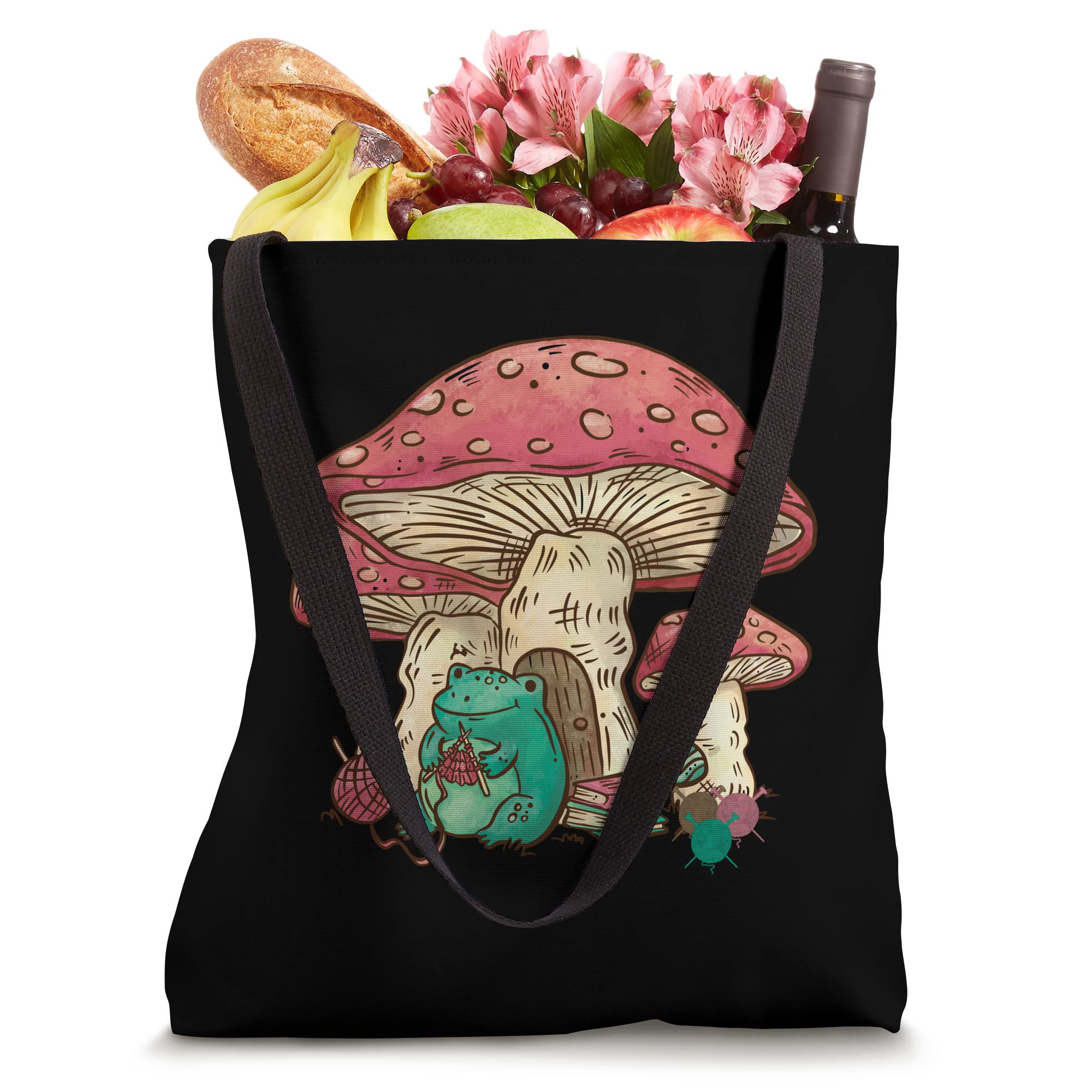 frog knitting mushroom relax crochet Tote Bag