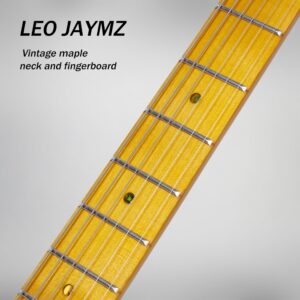 Leo Jaymz TL Style Electric Guitar with Flame Maple Top - High Gloss Mahogany Body and Hard Maple Neck - High Transparent Acrylic Pickguard (Transparent Honey Burst, Deluxe)