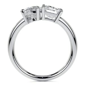 10K Solid White Gold Handmade Engagement Rings 2.0 CT Pear, Emerald Cut Moissanite Diamond Solitaire Wedding/Bridal Ring Set for Women/Her Propose Rings (4)