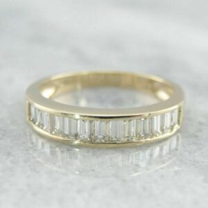 1 Ct Baguette Diamond Channel Set Wedding Engagement Band Ring 14K Yellow Gold Finish 925 Sterling Silver Handmade Gorgeous Stacking Matching Gift For Her