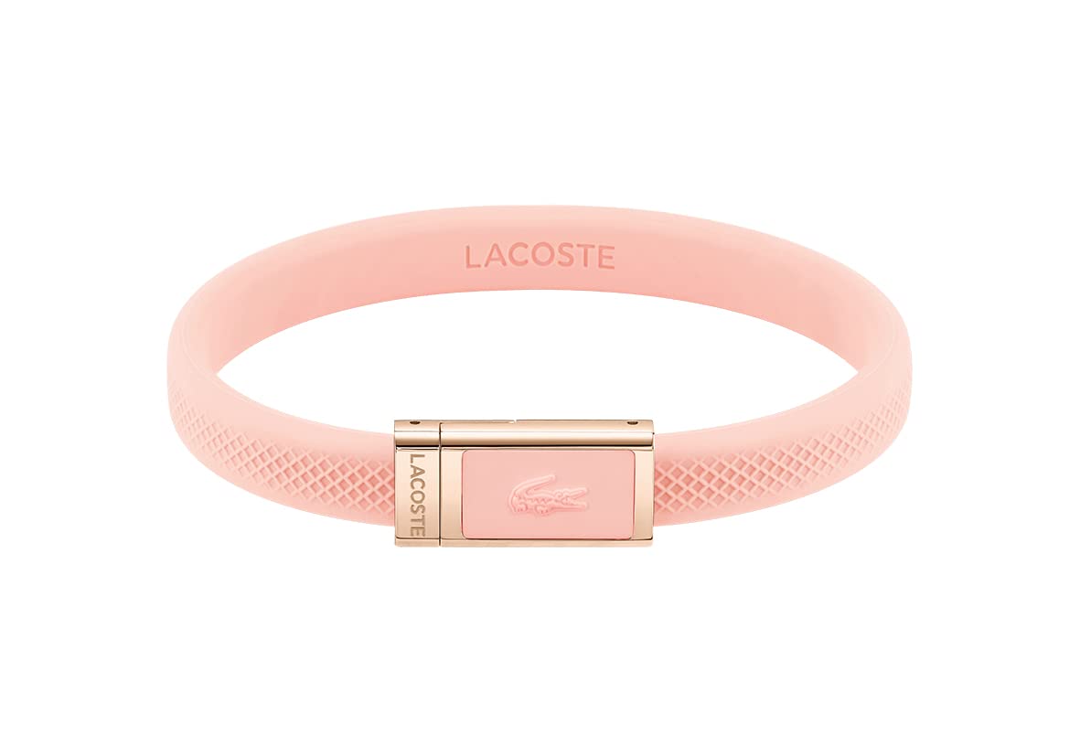 Lacoste 2040065 Jewelry L.12.12 Women's Ionic Plated Carnation Gold Steel and Pink Silicone Bracelet Color: Pink