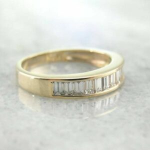 1 Ct Baguette Diamond Channel Set Wedding Engagement Band Ring 14K Yellow Gold Finish 925 Sterling Silver Handmade Gorgeous Stacking Matching Gift For Her