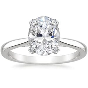 10K Solid White Gold Handmade Engagement Ring 2.0 CT Oval Cut Moissanite Diamond Solitaire Wedding/Bridal Ring Set for Womens/Her Propose Ring (6)