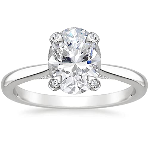 10K Solid White Gold Handmade Engagement Ring 2.0 CT Oval Cut Moissanite Diamond Solitaire Wedding/Bridal Ring Set for Womens/Her Propose Ring (6)