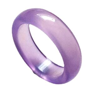 bxsmnh lavender jade ring for men women genuine, purple agate band ring eternity stackable birthstone (size : 6)