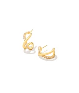 kendra scott annie infinity huggie earrings gold white crystal one size