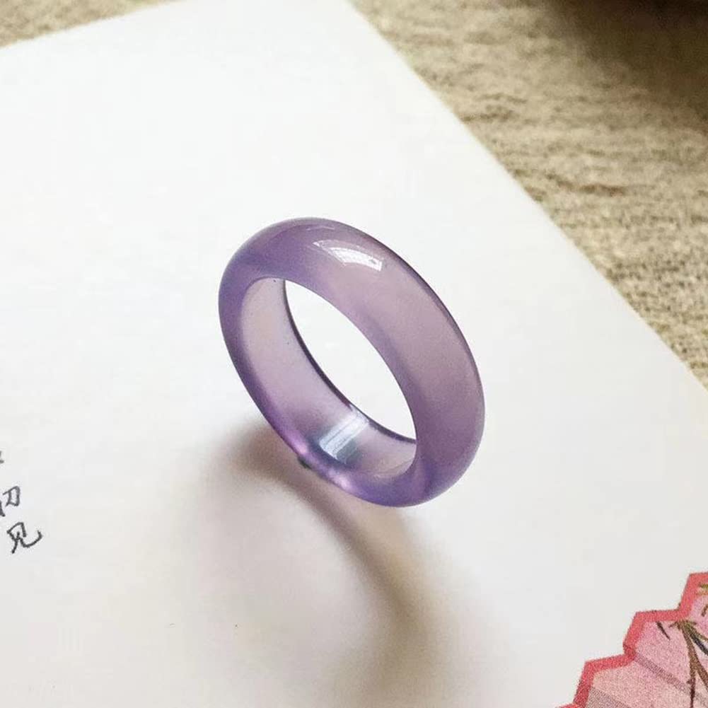 BXSMNH Lavender Jade Ring for Men Women Genuine, Purple Agate Band Ring Eternity Stackable Birthstone (Size : 6)