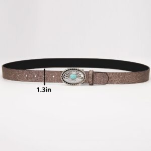 BOMAI Western Belts for Women Turquoise Belts Cowgirl Belts Ladies Concho Belts Vintage Design Embossed Leathe