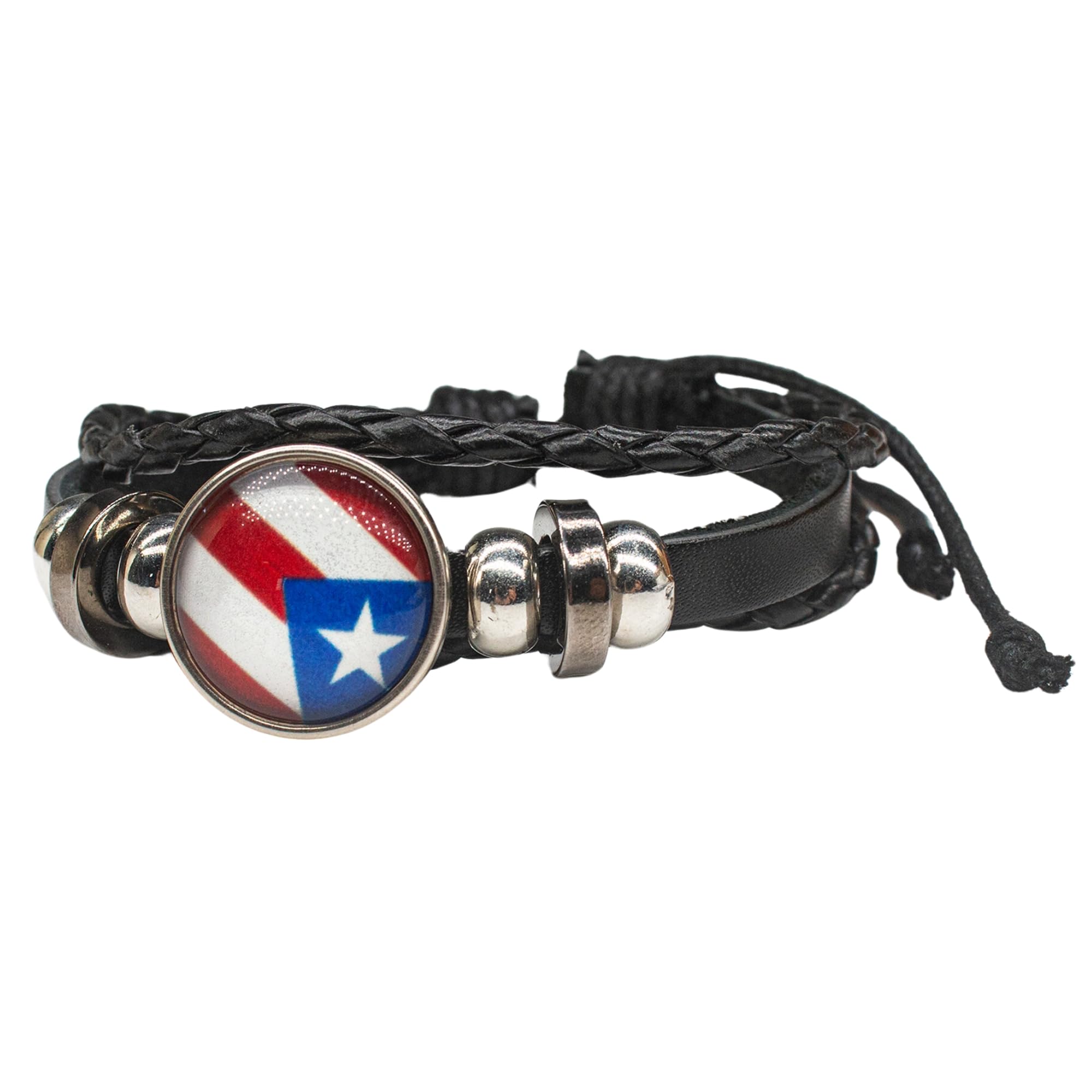 MINANH Puerto Rico Flag Leather Men Bracelet For Men Women