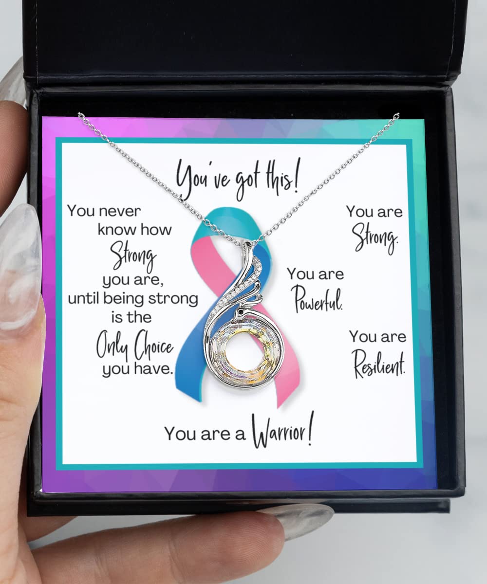 Thyroid Cancer Warrior Necklace - Gift for Support, Fighter, Survivor - Blue, Pink and Teal Ribbon Awareness - Jewelry for Post-Surgery, Chemo Patient