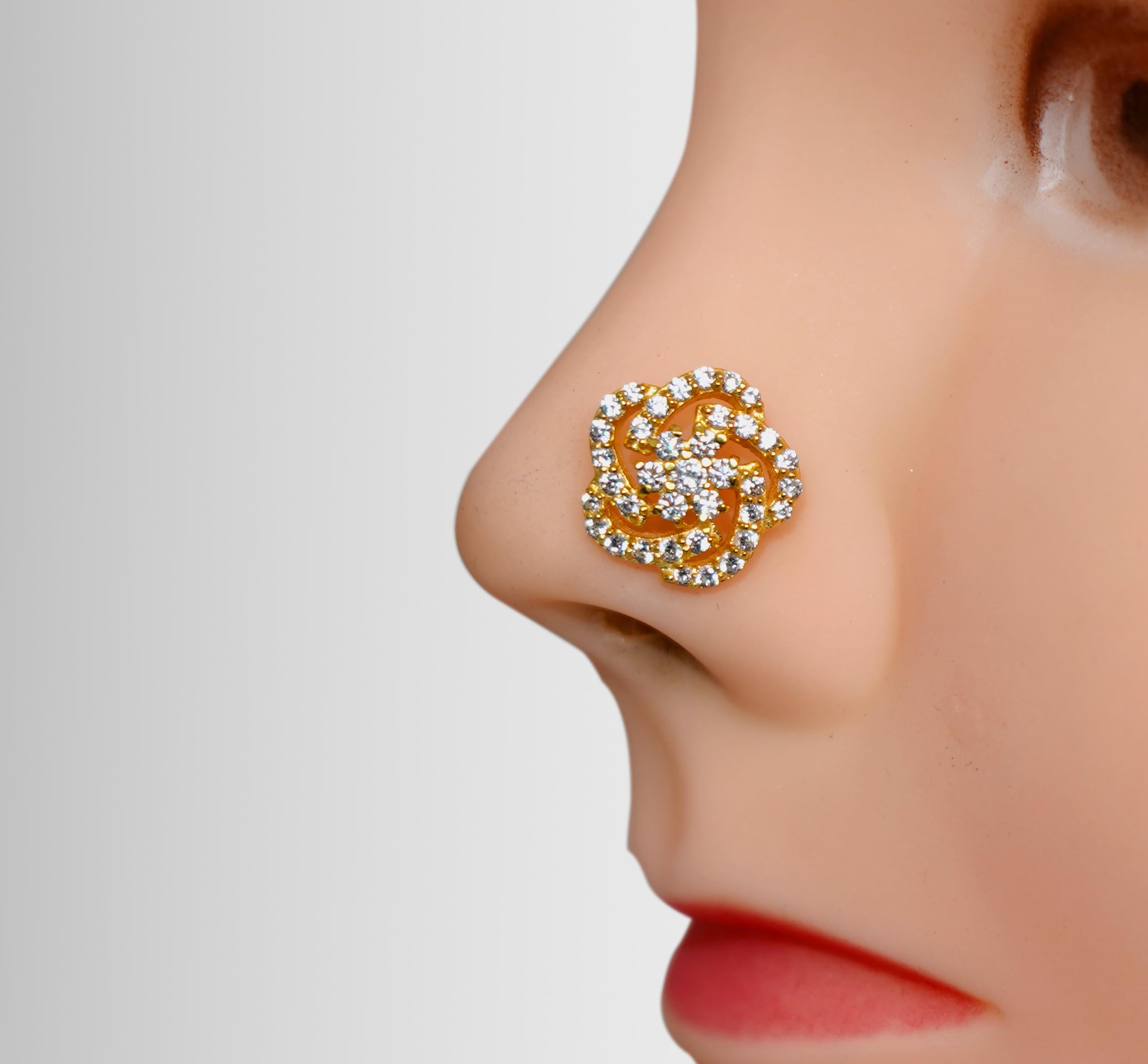 Unique Nose Stud Indian Nose Ring Gold Nose Stud Indian Nose Stud Crock Screw Nose Stud Sterling Silver Nose Stud White Diamond Nose Stud