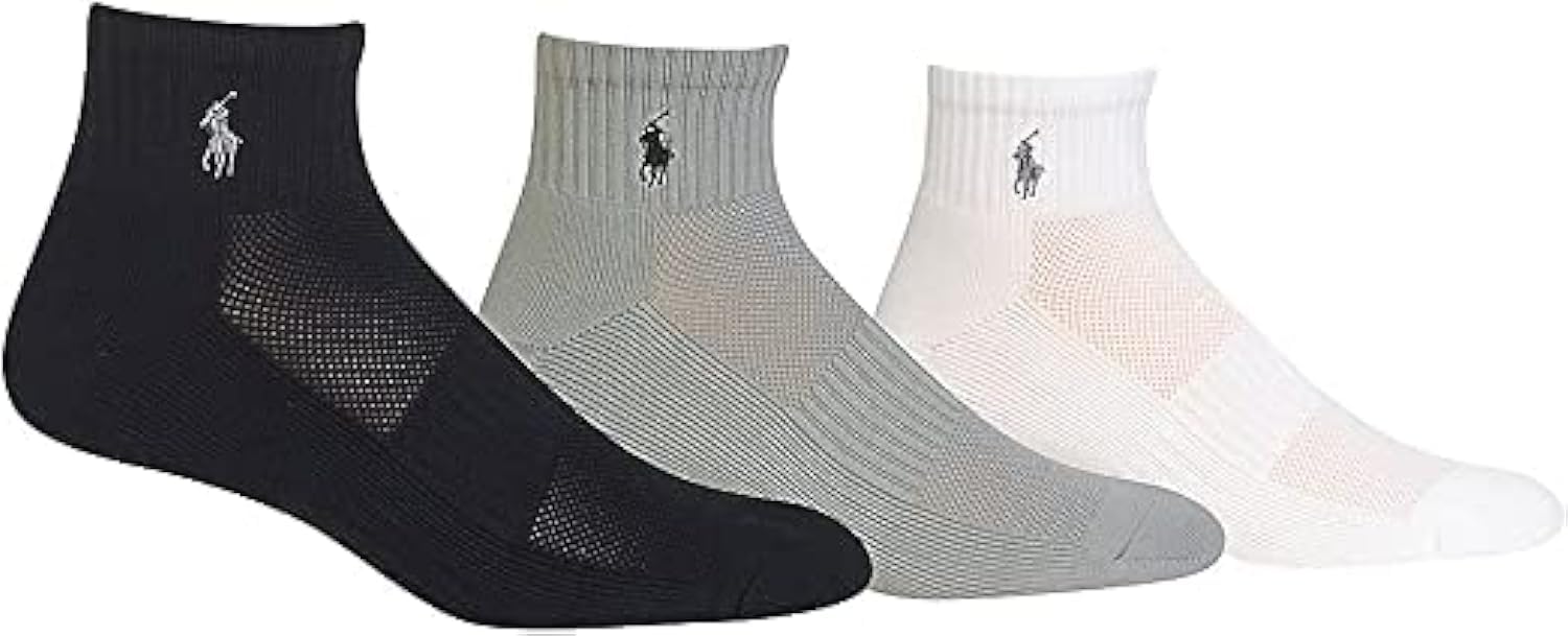 POLO RALPH LAUREN MEN’S 4 PACK LOW CUT ATHLETIC SOCKS, SZ 10-13