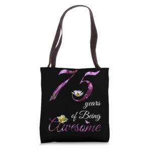 75 Year Old Shirt Awesome Floral 1948 75th Birthday Gift Tote Bag