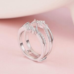 SHELOVES Infinity Women Wedding Ring Guard Enhancer Adjustable Band AAAAA White CZ 925 Sterling Silver Sz 7