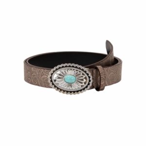 BOMAI Western Belts for Women Turquoise Belts Cowgirl Belts Ladies Concho Belts Vintage Design Embossed Leathe