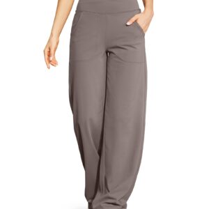 G4Free Loose Pants for Women Wide Leg Trouser Pants with Pockets Stretch Yoga Dress Pants for Business Casual Lounge(Taupe,L,31")