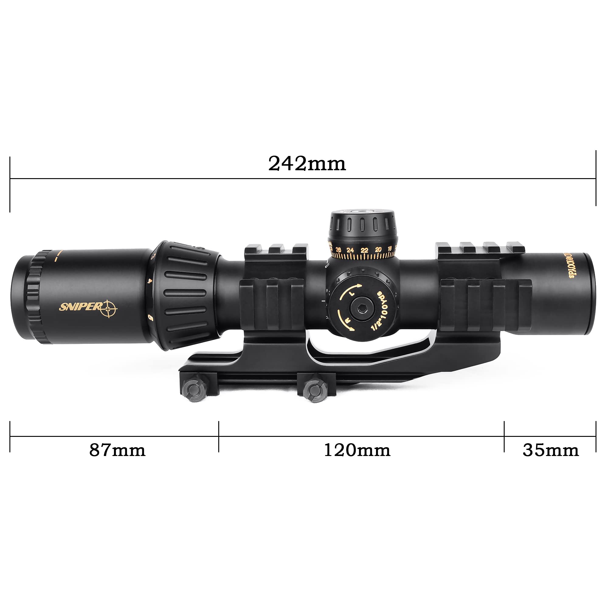 FSI 1-5x30 LPVO Rifle Scope SFP Illuminated Reticle with Mount 30mm Tube (Mil Dot)