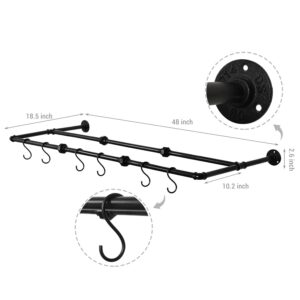 MyGift Industrial Matte Black Metal Wall Mounted Exercise Yoga Ball Storage Rack with 6 S-Hooks for Fitness Equipment