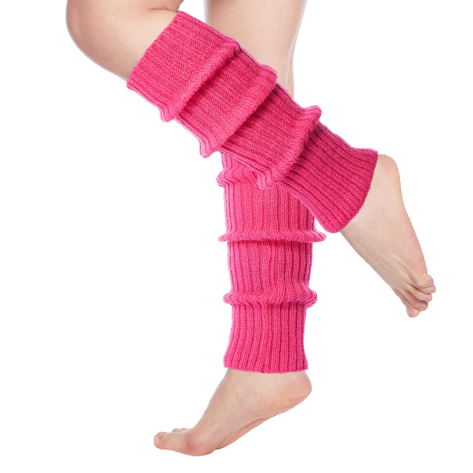 Moon Wood Womens Leg Warmers 80s Juniors Neon Ribbed Knitted Long Socks for 80s Eighty's Party Sports Yoga