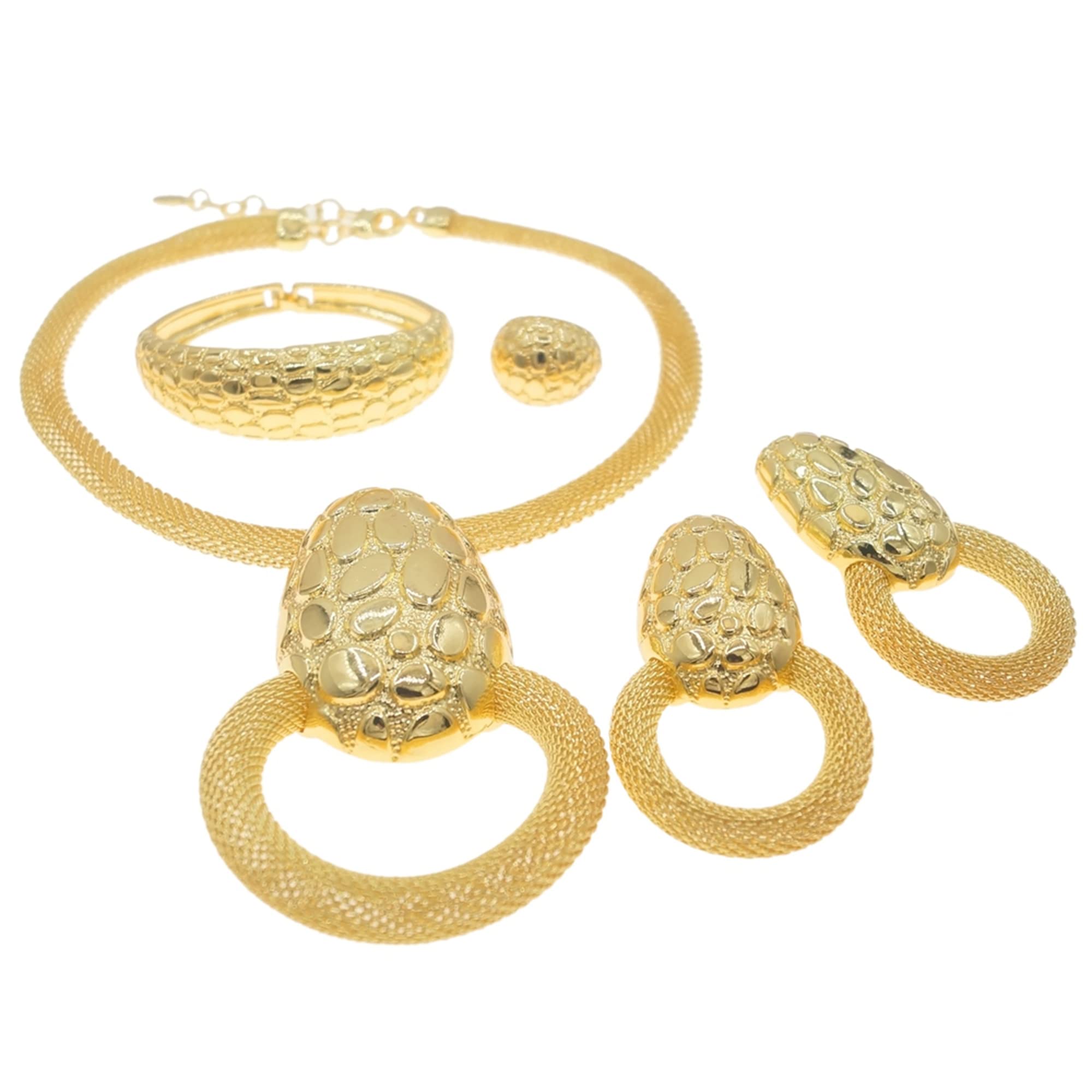 Necklaces for Women 24K Gold Dubai Gold Accessories for Women Nigerian Jewelry Set on Wedding Party Fashion Jewelry Sets (Gold64)