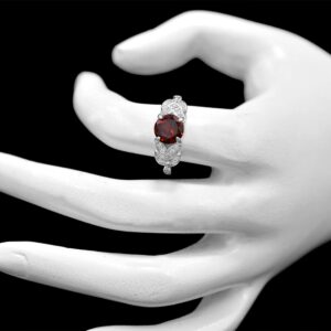 Unique Natural 8 MM Garnet Ring 925 Sterling Silver January Birthstone Solitaire Ring Garnet Jewelry Proposal Ring Birthday Gift For Girlfriend (RG-7772) (Sterling Silver, 9 US)