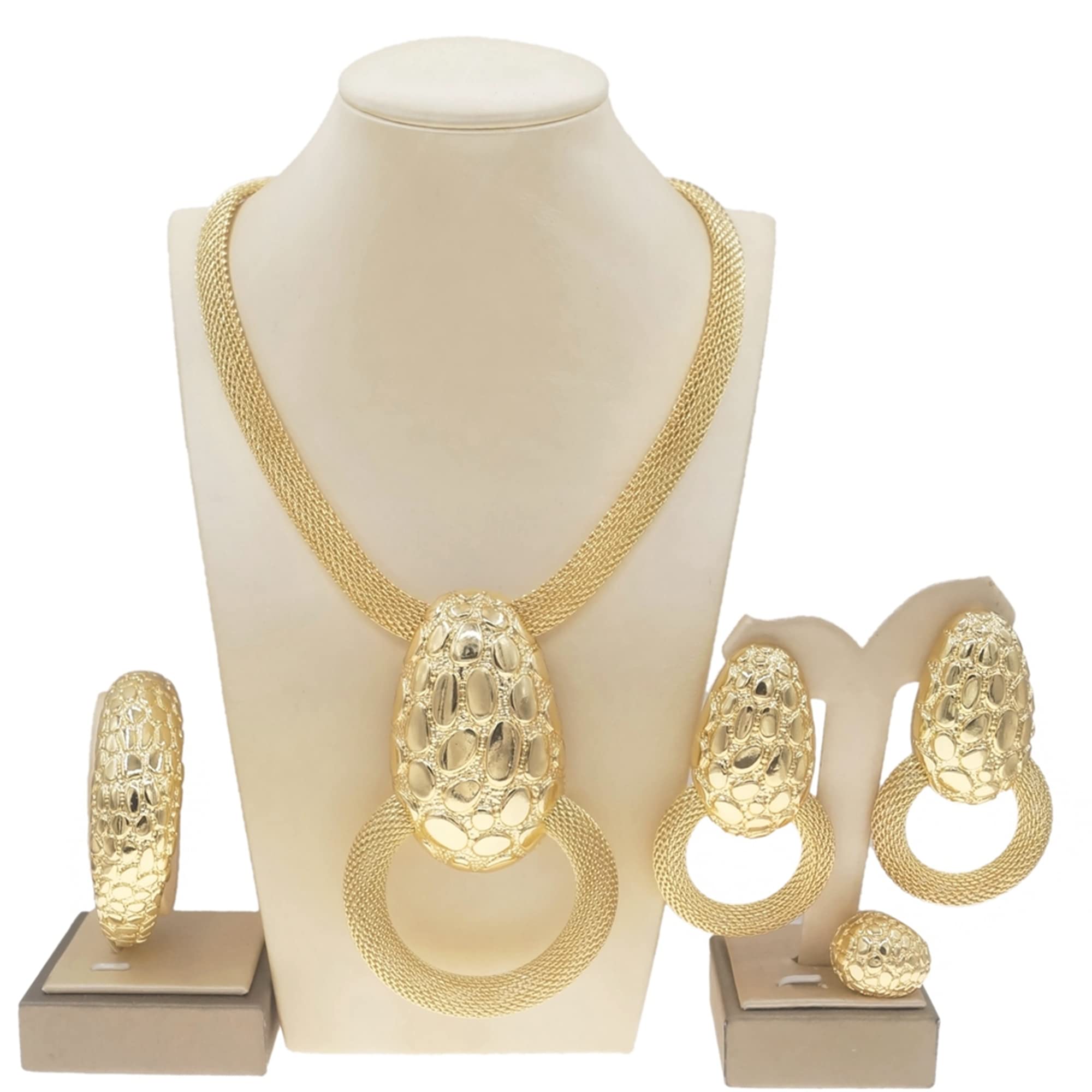 Necklaces for Women 24K Gold Dubai Gold Accessories for Women Nigerian Jewelry Set on Wedding Party Fashion Jewelry Sets (Gold64)