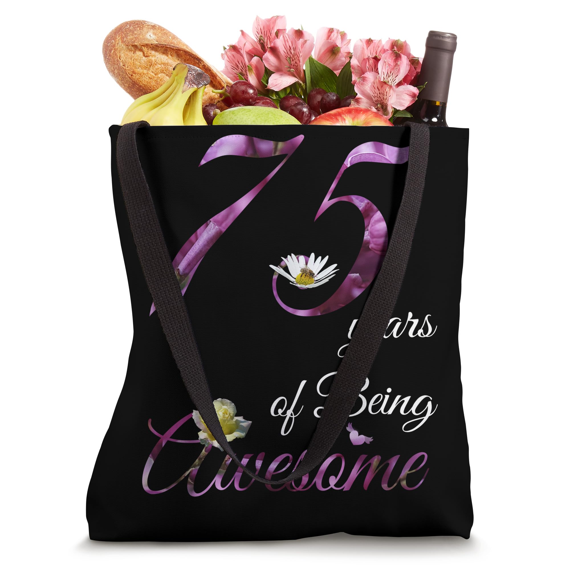 75 Year Old Shirt Awesome Floral 1948 75th Birthday Gift Tote Bag