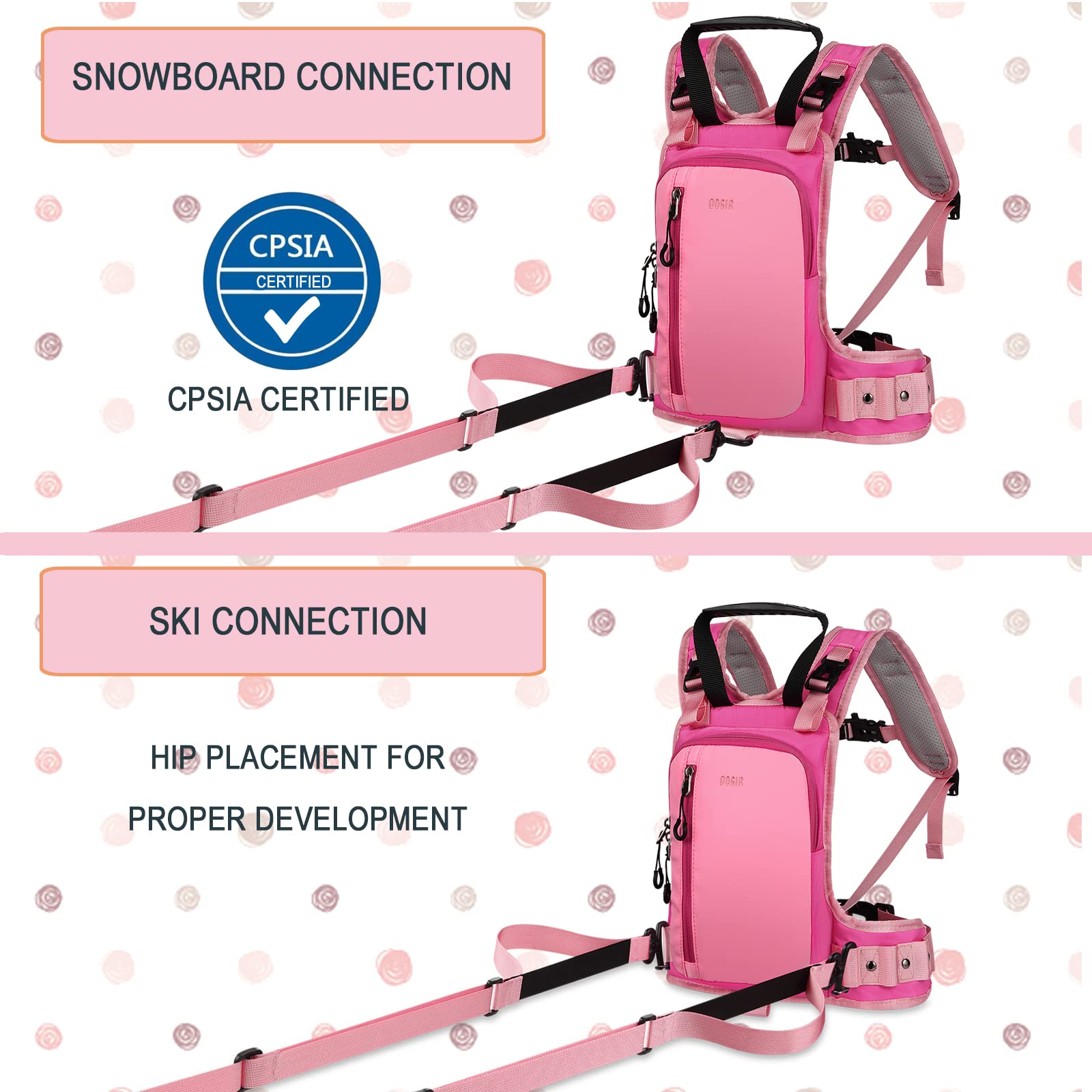 QOGIR Ski Harness for Kids: Teach Your Child The Speed Control of Skiing with Mini Backpack and Adjustable Seat Harness