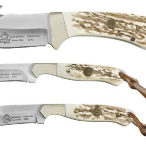 Puma SGB TrophyCare 3 Piece POM Commando Stag Knife Set with Leather Sheath