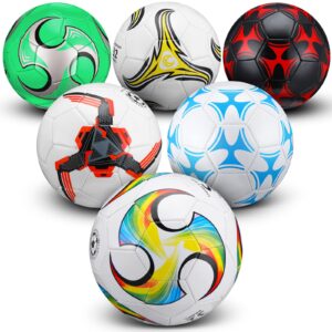 deekin 6 pcs soccer ball with pump official size indoor outdoor sport soccer ball bulk machine stitched soccer gift for child teen adult game training(size 4)