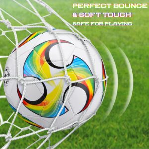 Deekin 6 Pcs Soccer Ball with Pump Official Size Indoor Outdoor Sport Soccer Ball Bulk Machine Stitched Soccer Gift for Child Teen Adult Game Training(Size 4)