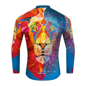 YOUALSO Blue Lion Long Sleeve Cycling Jersey Men Reflective Road Bike Shirts for BMX MTB Biking L