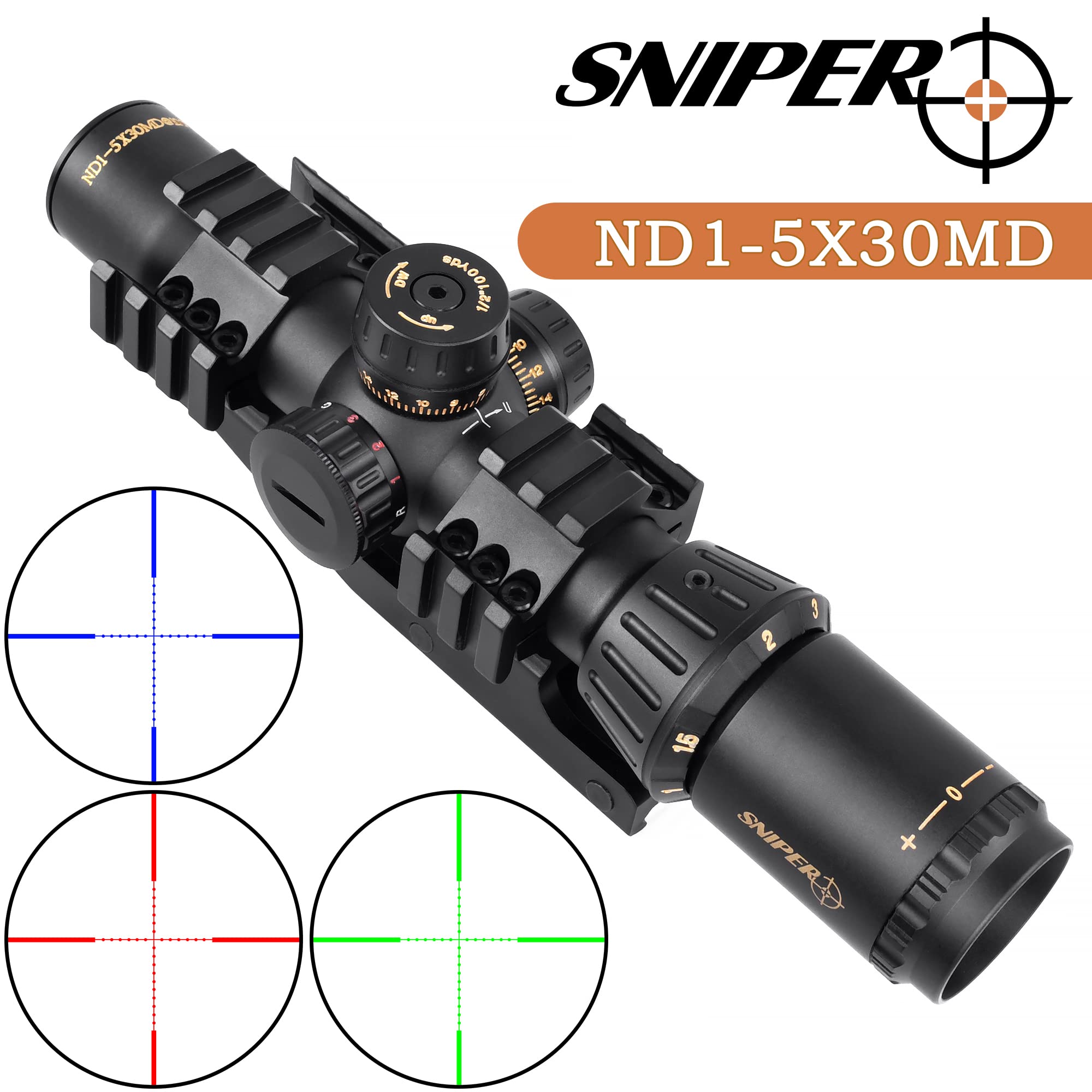 FSI 1-5x30 LPVO Rifle Scope SFP Illuminated Reticle with Mount 30mm Tube (Mil Dot)