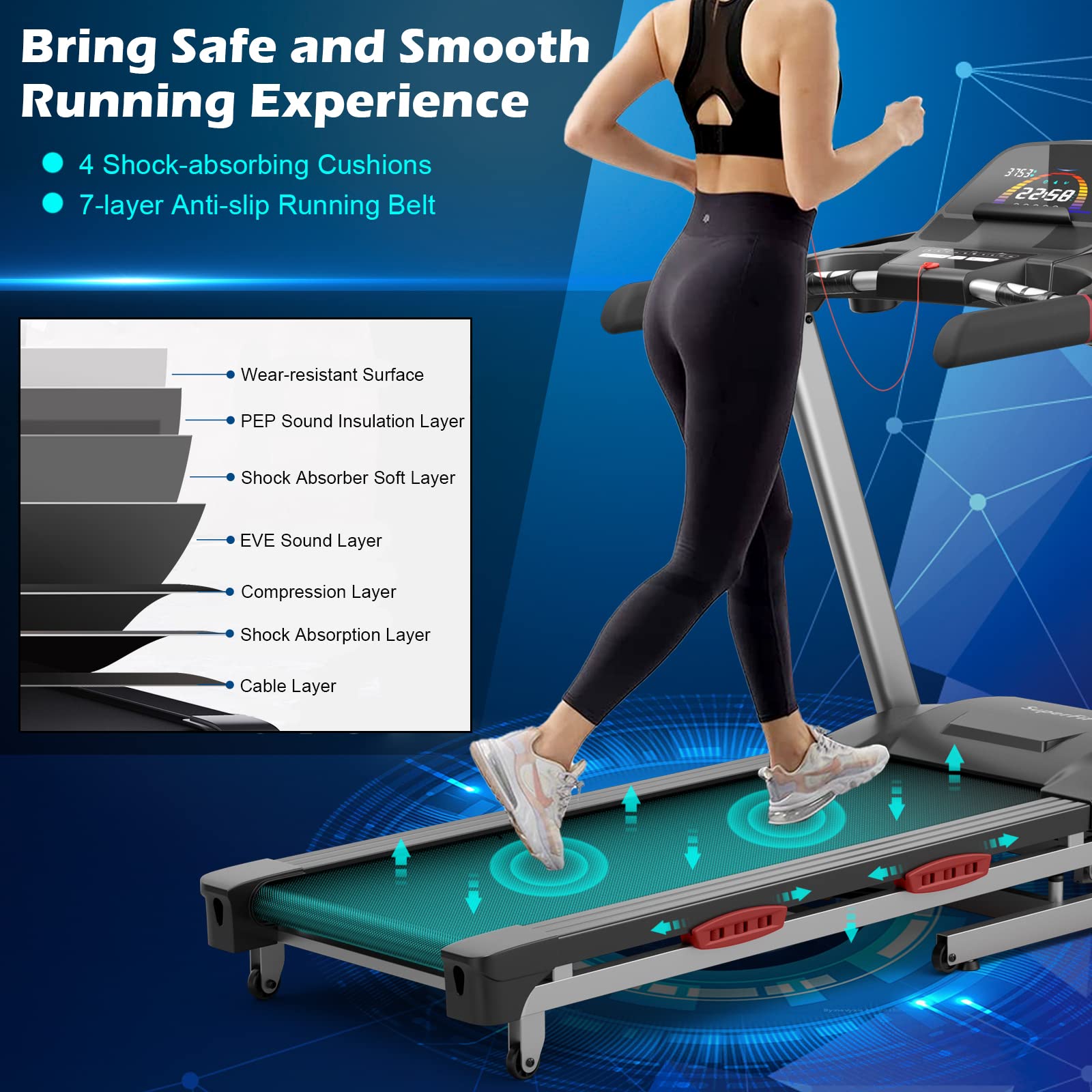 Goplus 4.75HP Folding Treadmill for Home Gym, Commercial Heavy Duty Superfit Treadmill with 15% Auto Incline, 20 Preset Programs, Bluetooth Speakers, LED Display, Smart APP, Running Walking Machine