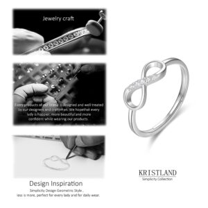 KristLand - Women Ring S925 Silver Cubic Zircon Knot Infinity Love Ring for Women Eternity Love Band for Women Gift Open Ring Adjustable Size