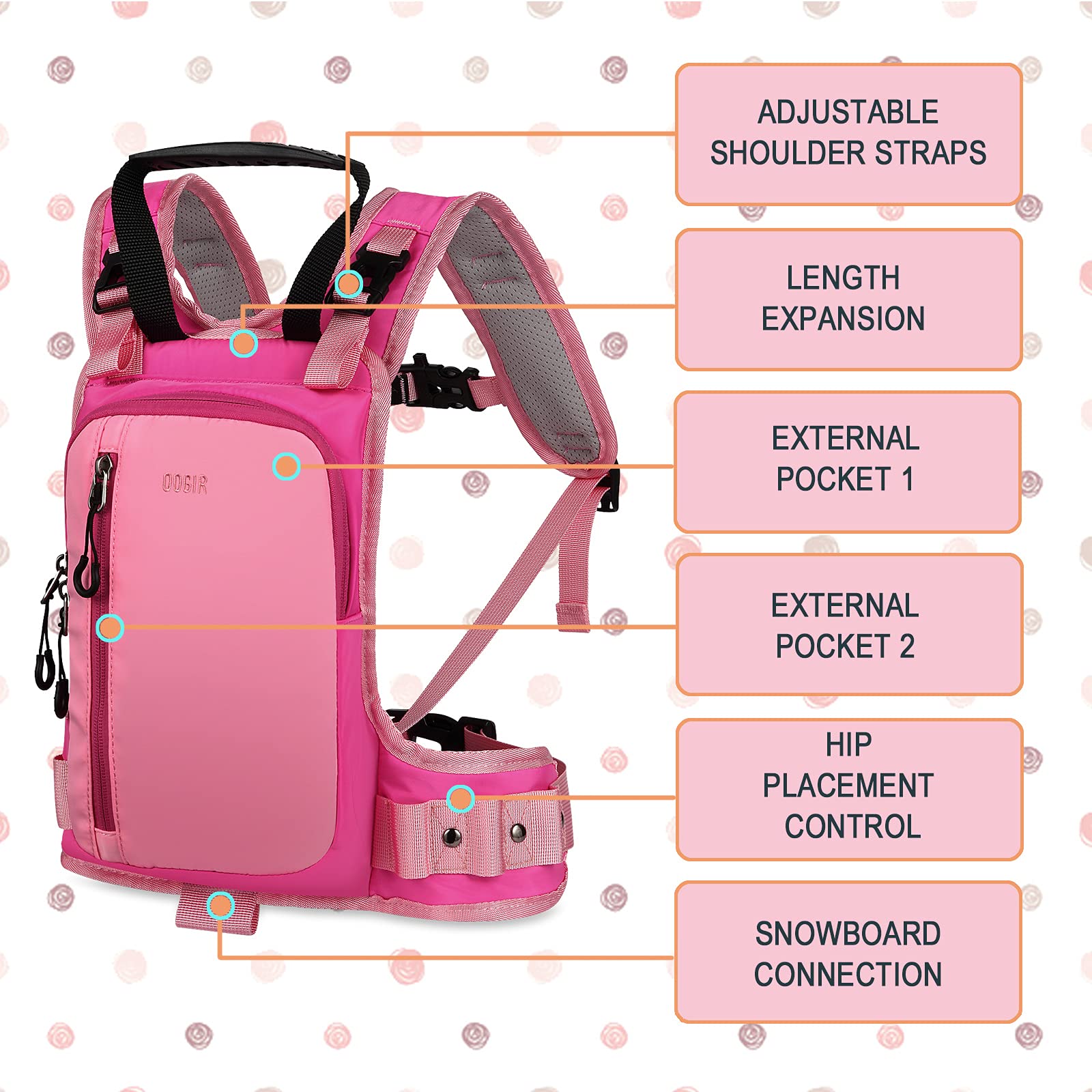 QOGIR Ski Harness for Kids: Teach Your Child The Speed Control of Skiing with Mini Backpack and Adjustable Seat Harness