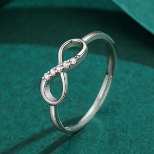 KristLand - Women Ring S925 Silver Cubic Zircon Knot Infinity Love Ring for Women Eternity Love Band for Women Gift Open Ring Adjustable Size