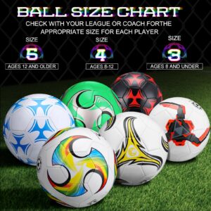 Deekin 6 Pcs Soccer Ball with Pump Official Size Indoor Outdoor Sport Soccer Ball Bulk Machine Stitched Soccer Gift for Child Teen Adult Game Training(Size 4)