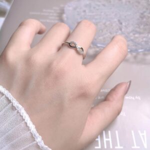 KristLand - Women Ring S925 Silver Cubic Zircon Knot Infinity Love Ring for Women Eternity Love Band for Women Gift Open Ring Adjustable Size