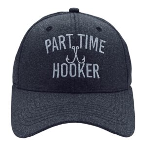 Part Time Hooker Hat Funny Fishing Hook Joke Cap Funny Hats Fishing Novelty Hats for Men Black - Standard