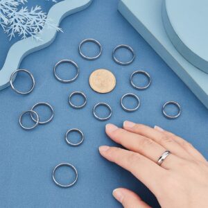 DICOSMETIC 14Pcs 7 Size Plain Finger Rings 4mm Knuckle Rings Wedding Band Stackable Rings Women's Thin Plain Band Rings Stainless Steel Ring Comfort Fit US Size 2-12