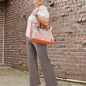 G4Free Loose Pants for Women Wide Leg Trouser Pants with Pockets Stretch Yoga Dress Pants for Business Casual Lounge(Taupe,L,31")