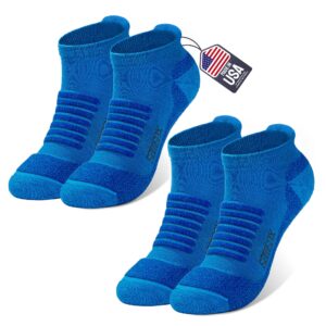 SAMSOX 2-Pair Merino Wool Running Socks, Blue L