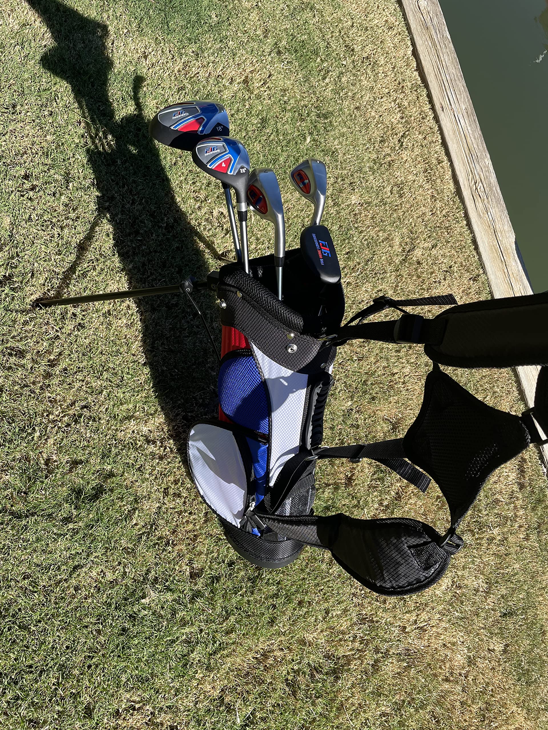 Fingerprints Junior Golf Club Set - Driver, Hybrid, 7i, PW, Putter with Stand Bag - Multiple Sizes - RH and LH (Golf Club Set for Kids 45"-52" Tall (~Age 6-10), Right)