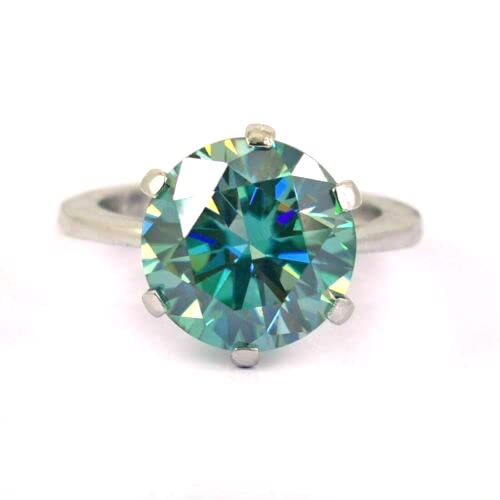 3.50 Carat D Color VVS1 Radiant Cut Blue Moissanite Engagement Ring for Women 925 Silver Ring