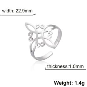 UNIFT Witches Knot Ring For Women Stainless Steel Geometric Style Elegante Chic Irish Celtic Knot Adjustable Ring Witchcraft Amulet Jewelry (Silver)